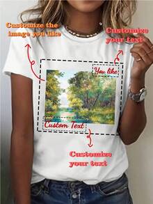 Áo phông nữ tùy chỉnh - Thiết kế áo phông in hình cá nhân hóa ở mặt sau bằng cách thêm hình ảnh và văn bản của riêng bạn. - trắng - Xem 1
