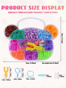 Kit de bandas de lona con cajas con diseño de mariposa/oso/conejo - Bandas de goma premium para manualidades creativas de DIY, joyería y accesorios de moda - Regalo de cumpleaños ideal para niños y niñas, que fomenta la imaginación y la creatividad