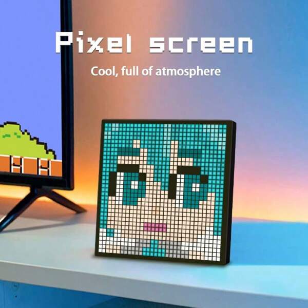 Programmable LED Pixel Art Display Board (16x16 & 32x32 Grid) - Customizable DIY Animation, Digital Clock & Text, APP Control For Phone, Cool Gaming Desk Decor, Creative Gift For Kids Boys Girls Teens, USB Powered Wall & Bedroom Room Decoration