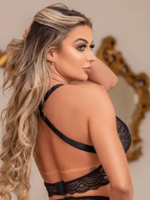 Sexy Lingerie Set Persex Garter Belt Luxury Lace Black Red White - 黑色 - 查看 4