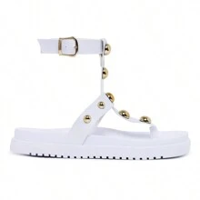 Sandália Feminina Falcucci Papete Gladiadora Flatform Tachas Piramides Confortável Amalf