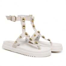 Sandália Feminina Falcucci Papete Gladiadora Flatform Tachas Piramides Confortável Amalf