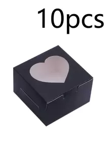 5pcs/10pcs Valentine's Day Macaroon Bakery Box, Dessert Box With Window, Cookie Box, Small Snack Box, Mini Cake Box, Suitable For Sweets, Strawberry, Pastry, Candy Packaging