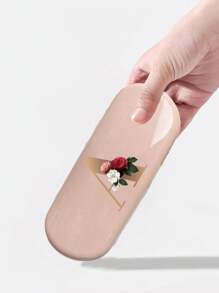 Creamy/Monet-Style Solid Color Glasses Case, New And Simple Design, Convenient And Portable With Waterproof And Dustproof Function (Small Size, Made Of Plastic Material) Initial Glasses Case Hard Shell - PU Leather Flower Gold Letter A-Z Flower Prints Pink Eyeglass Case