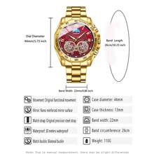 Reloj para hombre con esfera roja, 50m de acero inoxidable 316 resistente al agua - Movimiento automático de cuarzo importado de Japón - Calendario de domingo en inglés de batería de larga duración de alta duración con calendario preciso, regalo de cumpleaños, esposo, Día del Padre, recuerdo de boda, regreso a clases, esenciales