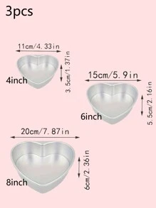 1pc/2pcs/3pcs Heart Shaped Cake Baking Mold, 4/6/8/10 Inch Removable Bottom Cake Mold For Wedding, Anniversary, Valentine's Day, Sponge Cake, Durable And Heat-Resistant, Easy To Clean