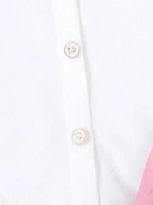 Conjunto de blusa blanca con cuello de volantes y falda asimétrica para niñas, conjunto lindo para el otoño/invierno - Rosa - Ver 6