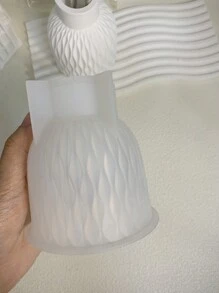 1PC 欧式水波纹花瓶硅胶模具 DIY 简约花瓶石膏混凝土模具家居装饰饰品环氧树脂模具 - 白色 - 查看 7
