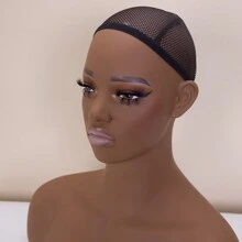 JINGFA PVC Premium Half Body Mannequin Head With Shoulders - Wig Head Stand Perfect For Displaying Wigs, Hats, And Jewelry- Medium Brown Realistic Makeup DH-YH2 - 咖啡棕 - 查看 6