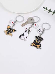 1pc Metal Pet Rottweiler Bulldog Dog Keychains Man Car Key Ring Tag Key Men Best Friend S Car Accessories Bag Charm Backpack For School Cute Goth Y2k Halloween Accessories Teachers Day Christmas Gift Ideas Bag Accessories Lanyards With Id Holder Car Accessories Bag Charms - Multicolor - View 5