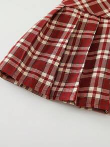 2pcs/Set Young Girl Red Sleeveless Casual Top Jacket & Dress, Spring/Autumn - Red - View 9