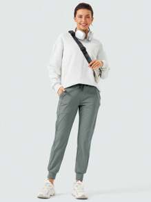 ZUTY Sommer Trainings Jogginghose für Damen mit Reißverschlusstaschen, hoher Taille, athletisch, verjüngt geschnitten Trainingshose für Frauen, Lounge-Bereich