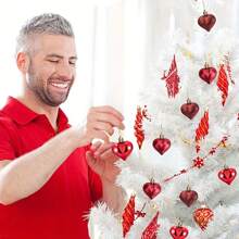 12pcs Classic Plastic Heart Shaped Ornaments, 1.77 Inch Matte And Glossy Red Hanging Decorations, Suitable For Valentine's Day, Mother's Day, New Year, Parties And Weddings, Indoor And Outdoor Decor Best Gifts Birthday - Multicolor - View 5