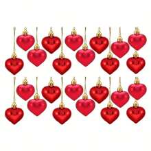 12pcs Classic Plastic Heart Shaped Ornaments, 1.77 Inch Matte And Glossy Red Hanging Decorations, Suitable For Valentine's Day, Mother's Day, New Year, Parties And Weddings, Indoor And Outdoor Decor Best Gifts Birthday - Multicolor - View 8