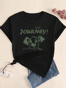 T-Shirt Cotton T-Shirt Cute Animals Design Babylook Comfort Premium Breathable - 黑色 - 查看 1