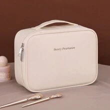 1 pièce Nouveau sac cosmétique multifonction grande capacité en PU détachable pour le rangement des pinceaux de maquillage, parfait pour les voyages. Organisateur de toilette de voyage unisexe, idéal comme cadeau, avec fermeture éclair et accessoires pour les ongles.
