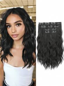 Extensions de cheveux à clipser, 4 pièces Extensions de cheveux de 12 pouces, extensions de cheveux ondulés courts, invisible, faites de fibres synthétiques douces. Convient pour une utilisation quotidienne des femmes.