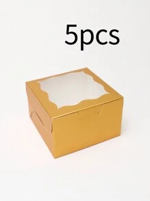 5pcs/10pcs Valentine's Day Macaroon Bakery Box, Dessert Box With Window, Cookie Box, Small Snack Box, Mini Cake Box, Suitable For Sweets, Strawberry, Pastry, Candy Packaging