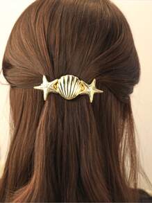 Metal Ocean Series Starfish Shell Clip, Simple Versatile Hair Accessory For Ponytails & Updos,Hair Clips,Hair Barrettes Claw Clips
