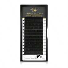 Winky Beauty Extensiones de pestañas planas de seda suave clásica en forma de elipse, color negro mate, con densa de puntas divididas, aspecto natural de visón falso, suministros profesionales de pestañas postizas para salón de belleza, 0.15mm 0.20mm 8-15mm racimos de pestañas, racimos de pestañas, pestañas individuales, pestañas, pestañas postizas