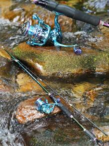 SOUGAYILANG Multi-Color Fishing Rod And Reel Combo, 2 Sections High Carbon Material Fishing Rod With Smooth Ceramic Guide Ring, 5.2:1 High Speed Gear Ratio Reel With High Quality Aluminum Spool, Lightweight And Durable Set For Freshwater And Saltwater