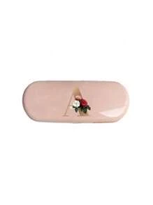 Creamy/Monet-Style Solid Color Glasses Case, New And Simple Design, Convenient And Portable With Waterproof And Dustproof Function (Small Size, Made Of Plastic Material) Initial Glasses Case Hard Shell - PU Leather Flower Gold Letter A-Z Flower Prints Pink Eyeglass Case