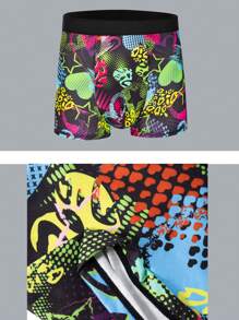 6 piezas de calzoncillos bóxer con diseño gráfico estampado para hombres, diseños de graffiti de aleatoria, incluye un patrón aleatorio de graffiti navideño