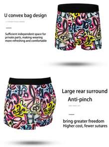 6 piezas de calzoncillos bóxer con diseño gráfico estampado para hombres, diseños de graffiti de aleatoria, incluye un patrón aleatorio de graffiti navideño