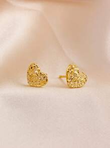 男士纹理心形耳钉 铜质朋克嘻哈风格 情人节、妈妈、母亲、母亲节、礼物