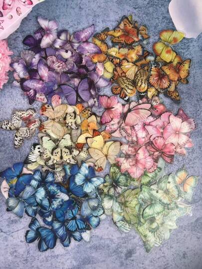 40 Sheets/Pack, Retro Butterfly Hand Account DIY Decorative PET Sticker Bag, Notebook Decor Stickers, Hand Account Decor Stickers