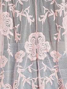 Womens Long Embroidered Lace Kimono Cardigan With Half Sleeves - 藕粉色 - 查看 6