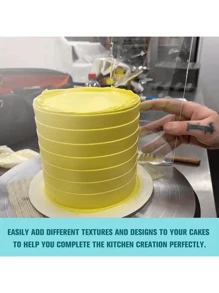 蛋糕刮刀套装蛋糕刮刀蛋糕边缘轮廓梳用于刮冰淇淋奶油刀厨房烘焙工具 - 彩色 - 查看 8