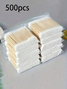 500/400/300/200/100pcs High Quality Double-Headed Cleaning Swabs, Beauty Salon Buds, Cosmetic Wooden Cleaning Swabs, Beauty And Personal Care Tips, Round Disposable Ear Cleaning Swabs For Home Use, Suitable For Ear And Nose Cleaning, Multipurpose Beauty And Cleaning Tool, High Quality Beauty Tool