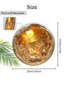 1 Stück Holzschild mit Krippenszenen-Thema, 2D-Flachrelief-Effekt von Jesus, Weihnachtsrelief-Effekt des Christentums, hängender Holzdekorationsschild, Dekor für warme Räume, Zuhause, Türen, Partys, Kamine, Bars, Cafés