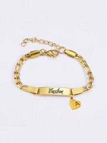 Customized Stainless Steel 18k Gold Plated Name Letter Heart Pendant Bracelet, Personalized Gift For Friends & Family Back To School Winter Gift Ideas Boy Girl Valentine's Day,Multi-Functional,Ornamental,Letter,Engraved,Tidy,Colorful,Cute,Kawaii,Adorable,Casual,Custom,Personalised,Unique,Customized,Baby Gifts,Ideal Gifts For Him,Ideal Gifts For Her,Son,Daughter,For Children's Day,Living Room
