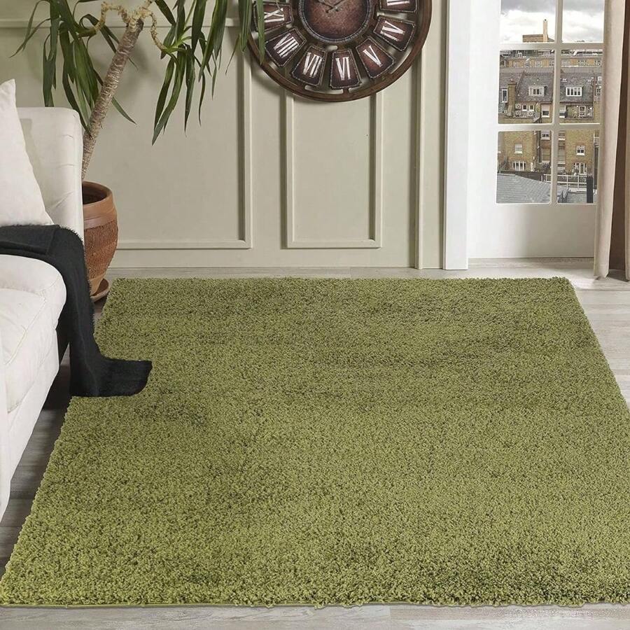 Serdim Rugs Living Room Shaggy Area Rugs, Polypropylene, Green, 160x230cm(5'3"X7'7) - Green - View 1