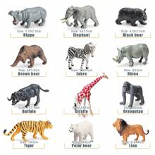 Set da 12 pezzi/9 pezzi/11 pezzi/21 pezzi di statuine di animali in miniatura simulate come leone, elefante, giraffa, tigre, zebra, rinoceronte bianco, orso grizzly, antilocapra, alce, bisonte, procione, giocattoli ornamentali divertenti per bambini di età 3+ per l'istruzione scientifica e la cognizione, regalo di compleanno
