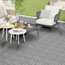 Lifezeal 18/36 PCS Interlocking Deck Tiles 12" X 12" Waterproof All Weather Flooring Covering Brown/Grey - Gray-36 Pieces - View 2
