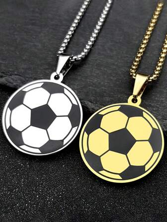 Football Soccer Ball Pendant Necklace For Women Men Stainless Steel Gold Silver Color Sports Style Hip Hop Chain Gifts