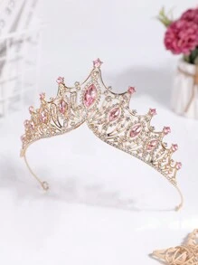 1pc Girls' Christmas Rhinestone Crown Headband, Glamorous & Shiny