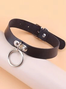 1pc Adjustable Gothic Heart Shaped Ring Leather Collar Necklace, Unisex For Daily, Festival, Party, Halloween, Christmas, Valentine's Day Celebration, Fashion Accessory - Multicolor - View 12