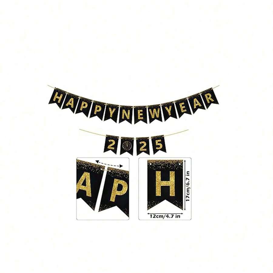Banner "Frohes Neues Jahr 2025" Deko für Neujahr 2025 | Neujahrsschild
