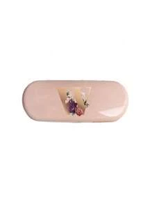 Creamy/Monet-Style Solid Color Glasses Case, New And Simple Design, Convenient And Portable With Waterproof And Dustproof Function (Small Size, Made Of Plastic Material) Initial Glasses Case Hard Shell - PU Leather Flower Gold Letter A-Z Flower Prints Pink Eyeglass Case