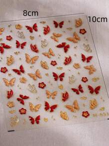 1pc 5D Nail Art Sticker, Colorful Fluffy Shell Butterfly Pattern, High Quality Nail Decals, Spring Nail Art Design, Nail Decoration Nail Stickers - Multicolor - View 5