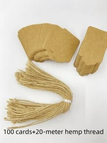 100pcs, Kraft Paper Gift Labels With Yellow Rope, Blank Commodity Price Hanging Labels, Bulk Brown Labels For Wedding, Birthday, Holiday And Party Gifts, Arts And Crafts Packaging, DIY Gift Decoration Labels And Hanging Decorations.