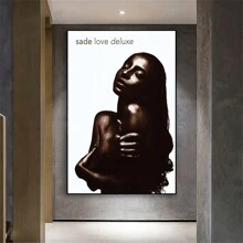 1 pieza, Arte de pared con lujo "Sade-Love", Jazz musical vibrante ideal para decoración de fiesta de soltero, estilo elegante, póster vintage de álbumes pop de los 90, pintura de lienzo minimalista, apropiado para decoración del hogar, carrito de bar, cafetería, patio, regalo de cumpleaños, sala de estar, dormitorio, oficina en casa, baño, el regalo perfecto para tus amigos, decoración de paredes, 20*28 pulgadas, sin marco