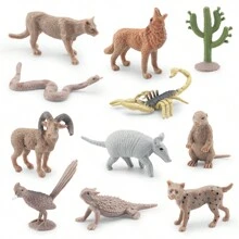 Set da 12 pezzi/9 pezzi/11 pezzi/21 pezzi di statuine di animali in miniatura simulate come leone, elefante, giraffa, tigre, zebra, rinoceronte bianco, orso grizzly, antilocapra, alce, bisonte, procione, giocattoli ornamentali divertenti per bambini di età 3+ per l'istruzione scientifica e la cognizione, regalo di compleanno