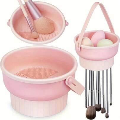 Makeup Brush Cleaning Bowl Powder Puff Beauty Egg Cleaning Artifact Drying Storage Drying Rack Mesh Basket Cleaner Tool