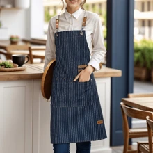1 chiếc tạp dề denim màu trơn bền và dễ vệ sinh, phụ kiện nướng bánh và nấu ăn - Nhiều màu - Xem 7
