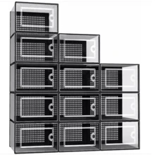 12Pcs Transparent Clear Shoe Storage Box Rack Plastic Organizer Boxers Stackable - Clear - View 1
